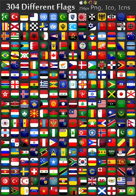 Иконки флагов стран мира и организаций Png Ico Icns