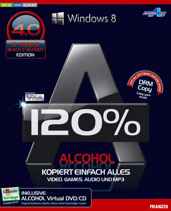 Alcohol 120% 2.0.2 Build 3931 Final + SPTD 1.83 Поддержка Windows 8